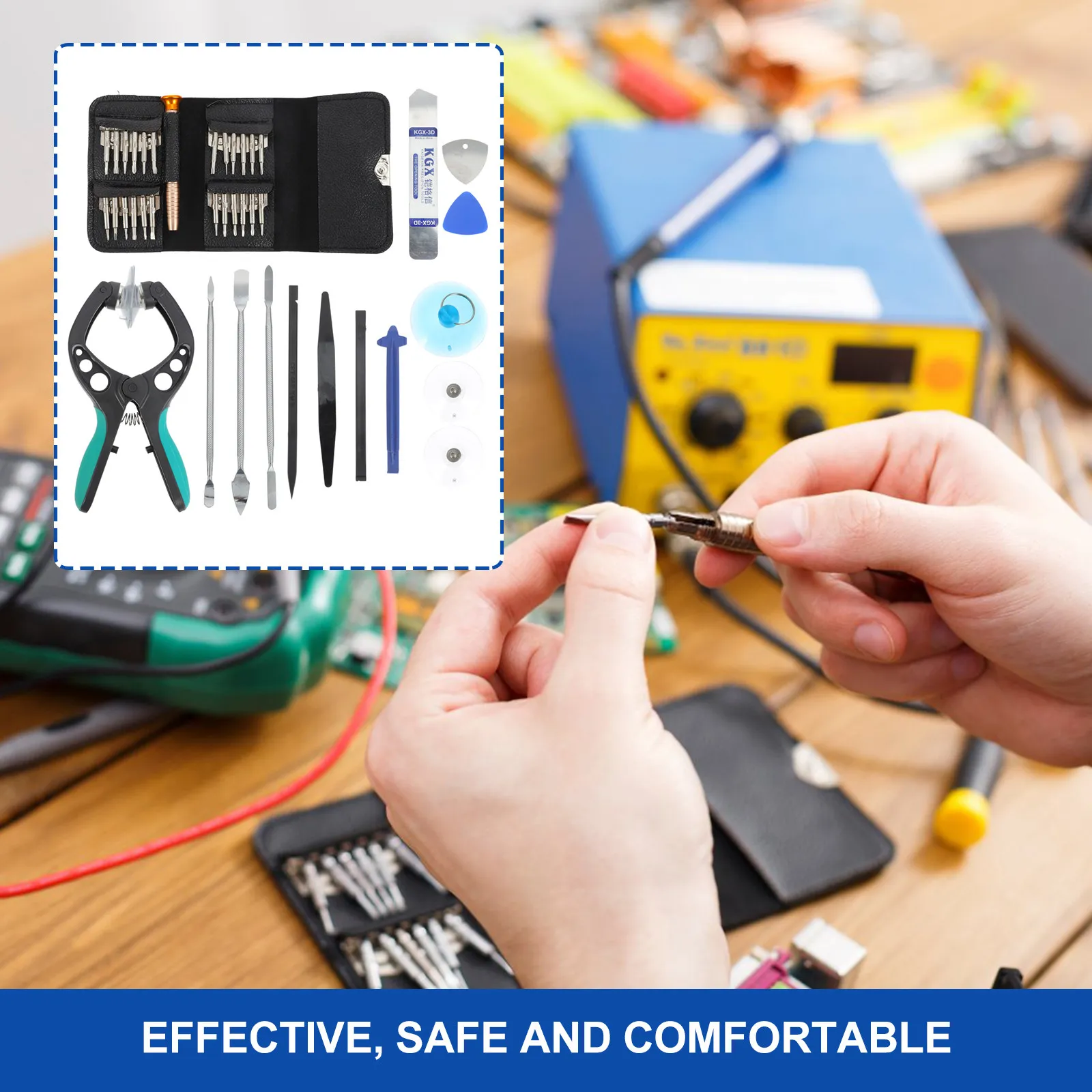 

1Set Precision Screwdriver Set with Ergonomic Non-Slip Handle Swivel Caps Wear-Resistant Tips for Phone Watch Camera Jewelry