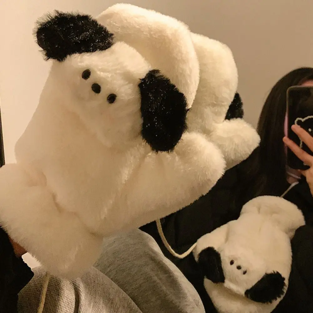 Fluffy Winter Gloves Thick Soft White Plush Gloves Warm Cartoon Gloves Women scarf