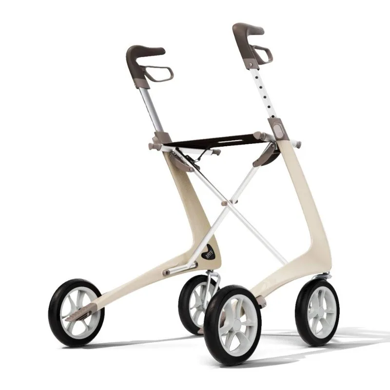 Carbon Ultralight Rollator Walker mit Organizer-Tasche, Compact Track, 16" x 22" Sitz (B x H), Austernweiß