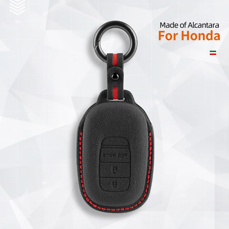 Car Key Case Cover Shell For Honda Civic Accord HRV CRV 2022 2023 2024 3 4 Button Suede Remote Protector Interior Accessories