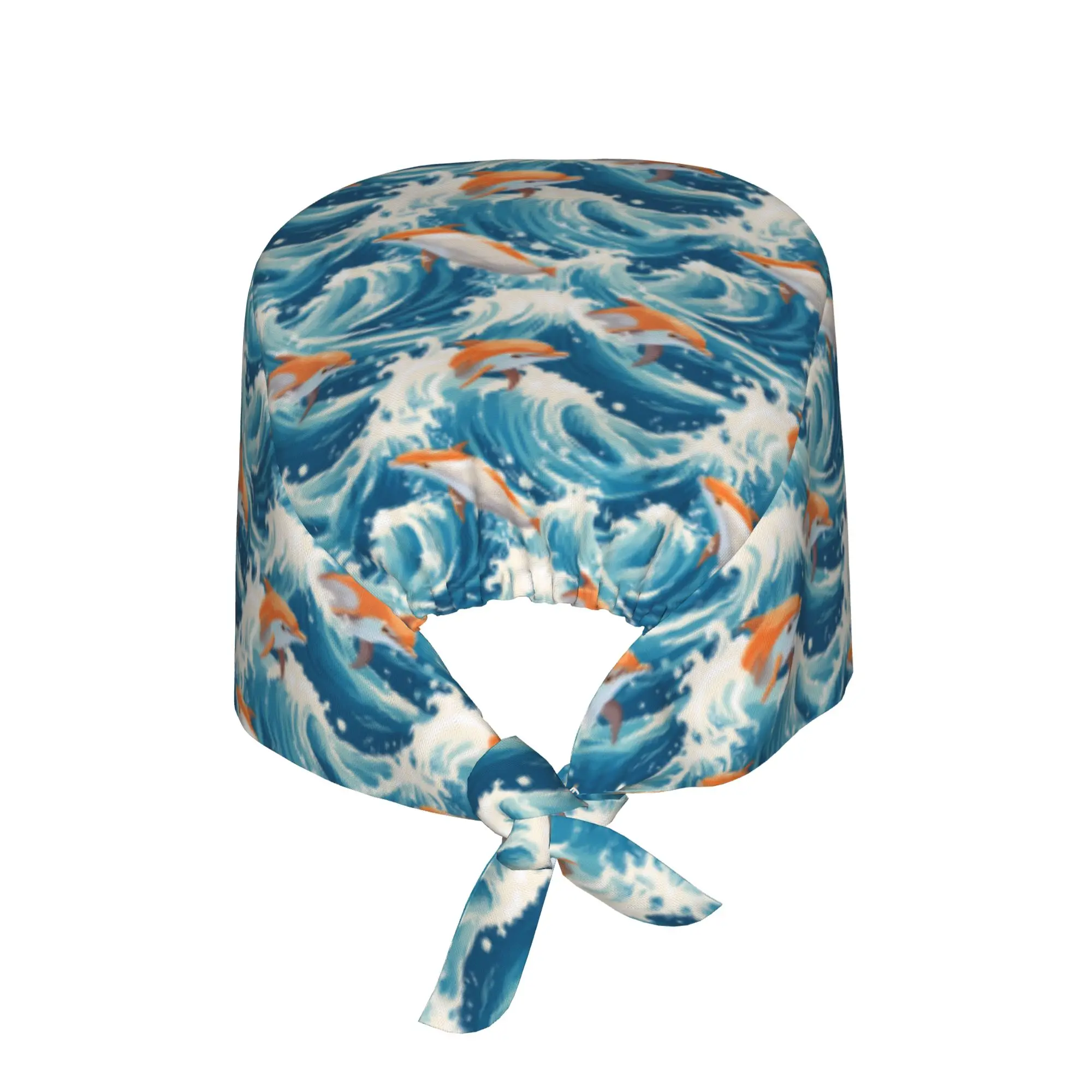 Dolphins  Scrubs Cap Surgical Hats Women Men Ocean Blue Sea Animal Water Whale Operating Room Cap Nursing Cap Lab Works Hat