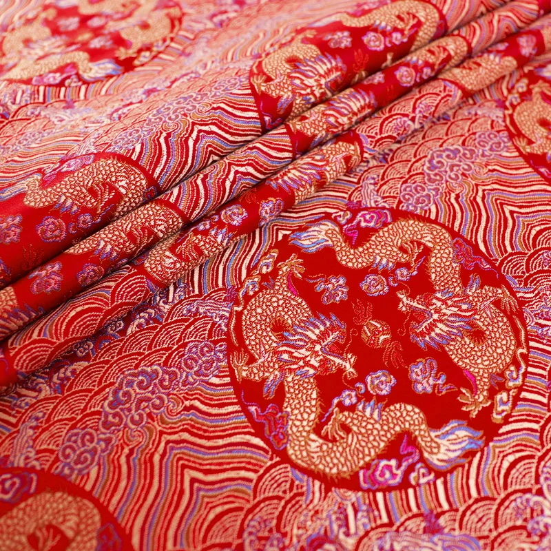 Fabric for dress brocade jacquard imitation silk fabric dragon pattern fabrics material for sewing cheongsam and kimono