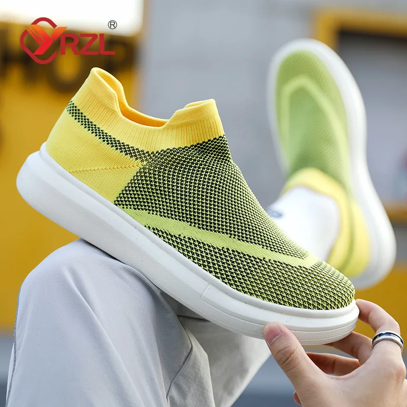 

YRZL New Unisex Mesh Skateboard Shoes Comfortable High Quality Man and Womens Classic Sneakers Slip on Walking Shoes for Men