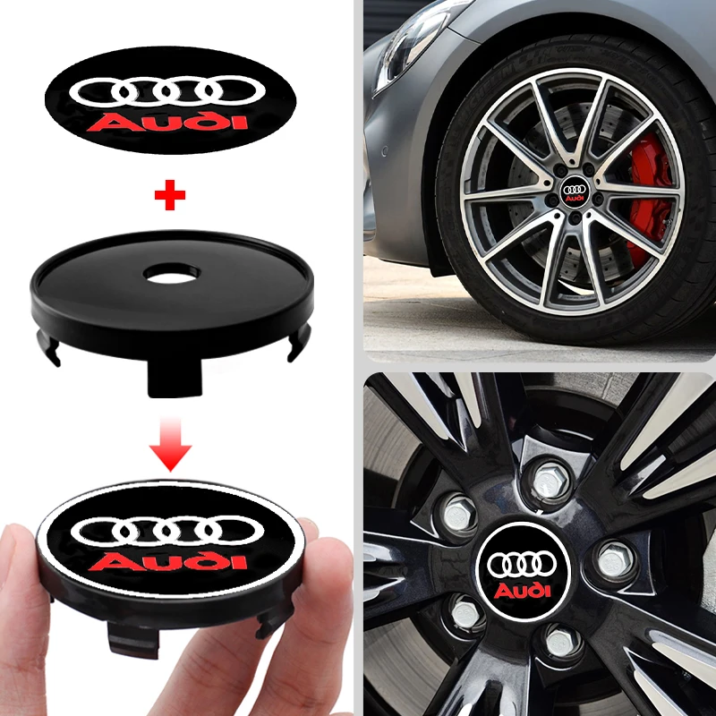 

2025 Hot 4pcs 56/60mm Car Wheel Center Hub Cap Badge Emblem Decal Wheel Sticker For Audi A4 A3 A5 A6 A7 A8 Q3 Q5 Q7 Q8 B5 B6 B7
