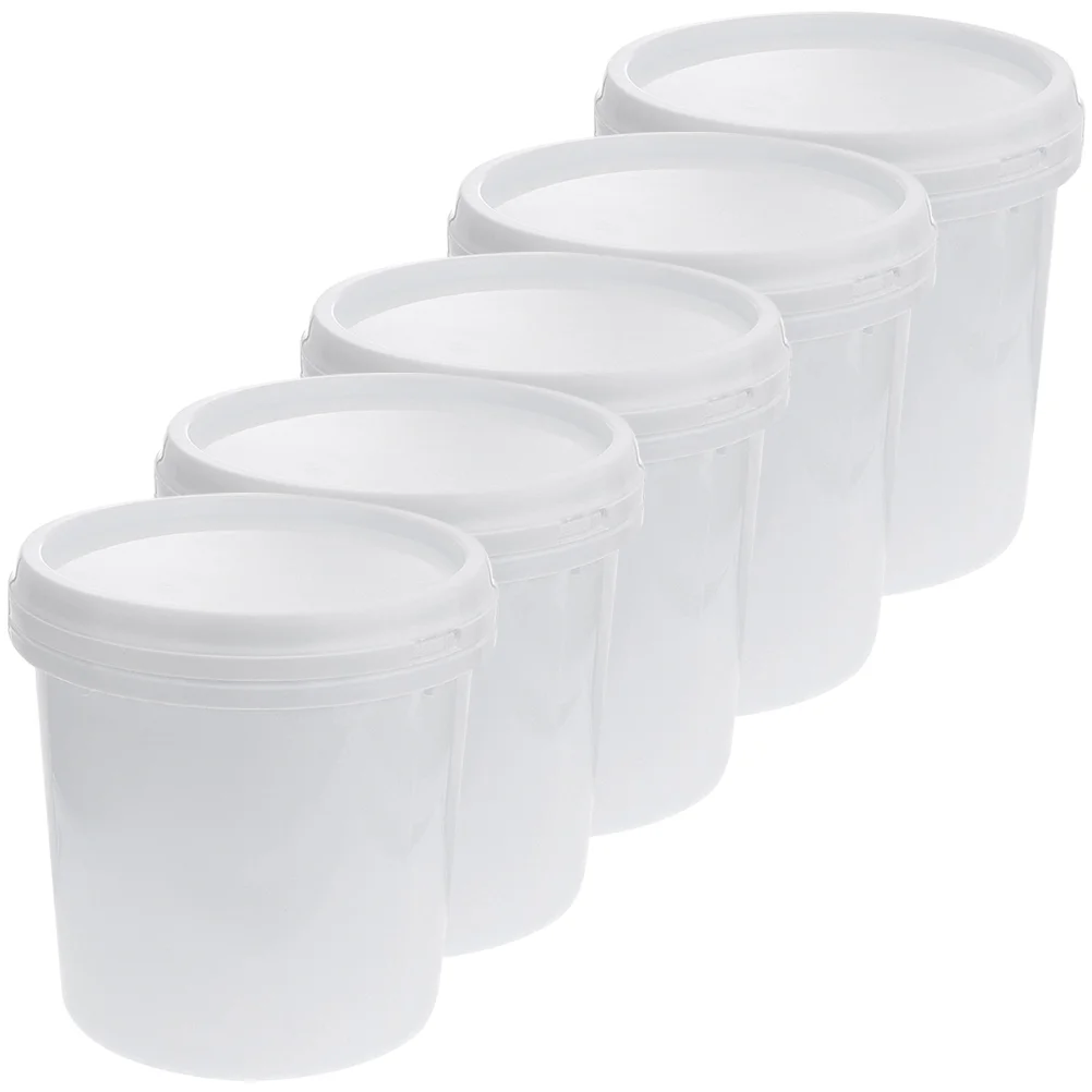 

5 Pcs Food Prep Bucket Plastic Barrel Tubs Cleaning Buckets Paint Large White Gardening Water