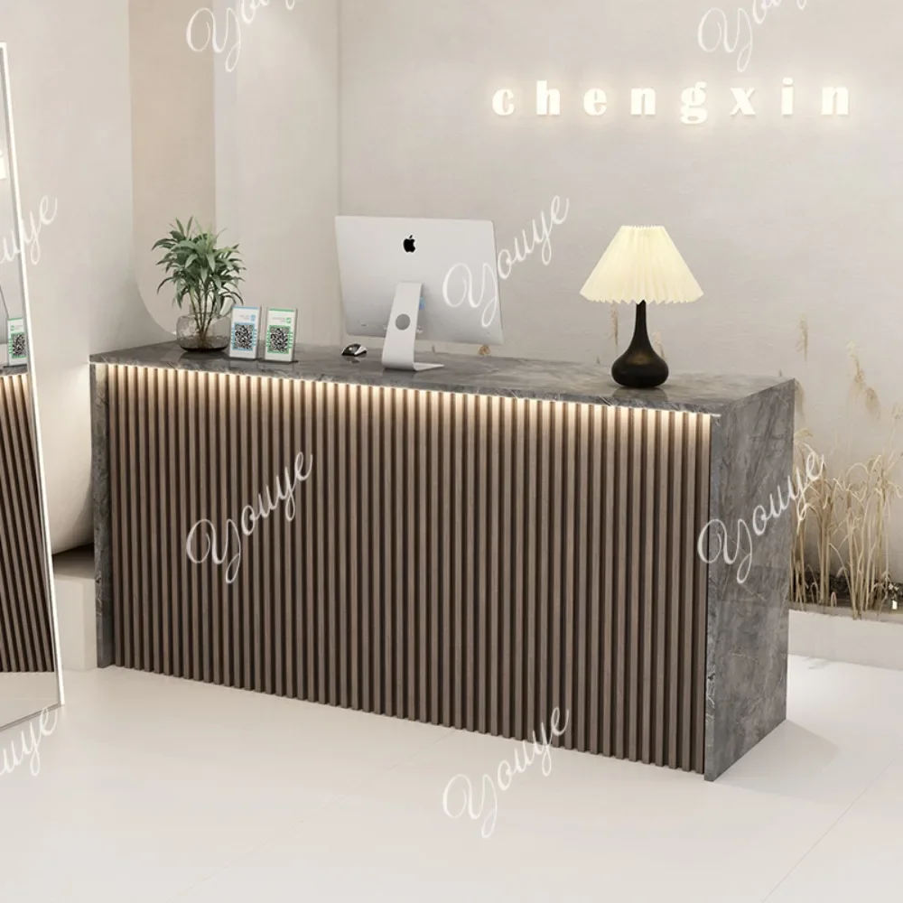 Q مكاتب الاستقبال التخزينية الجمالية الحديثة مكتب التجميل صالون الشعر مكتب الاستقبال مكافحة الأثاث التجاري الفاخر #4