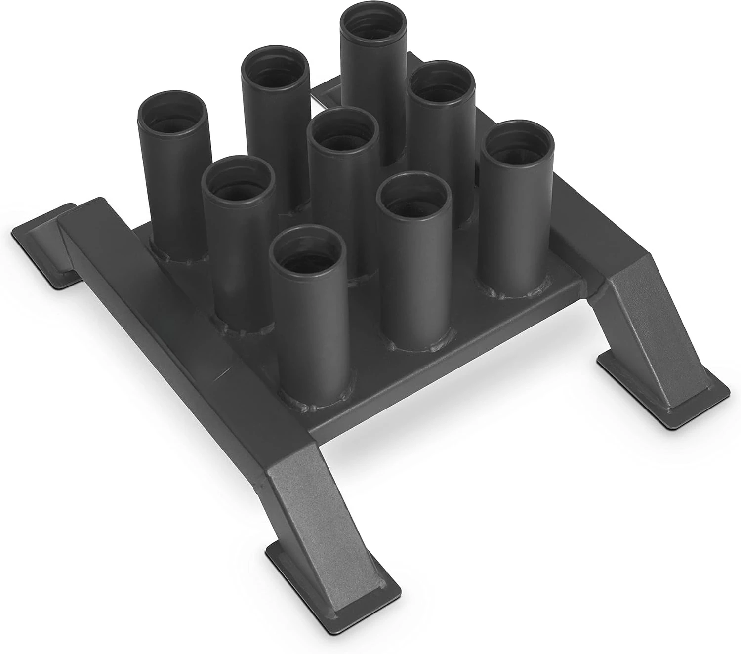 Soporte para barra olímpica – Vertical 9 - Estante de almacenamiento de barra con inserciones de funda protectora - Soporte de acero que ahorra espacio para gimnasio en casa