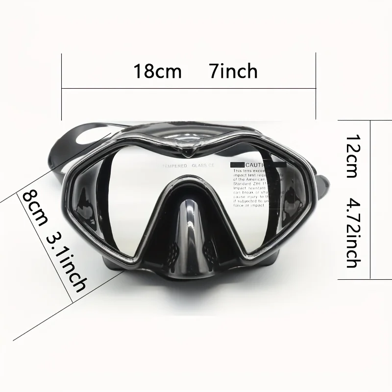 Adult Tempered Glass Diving Mask Double Anti-Fog Design Adjustable Strap Silicone Skirt Suitable For Snorkeling And Swimming