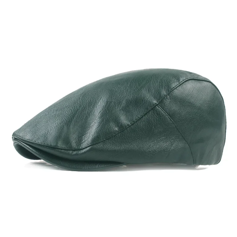 Unisex Vintage Kunstleder Flachmütze Retro Britischer Ivy-Hut Weiche Kurzbrim-Baskenmütze für Männer und Frauen Herbst Winter Casual Street Hat – Detail 7