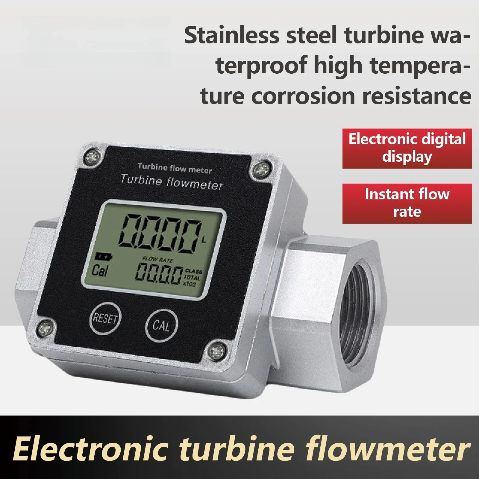 

Digital Turbine Flow Meter Stainless Steel 1 1.5 2 Inch Electronic Water Urea Flowmeter with LCD Display Totalizer