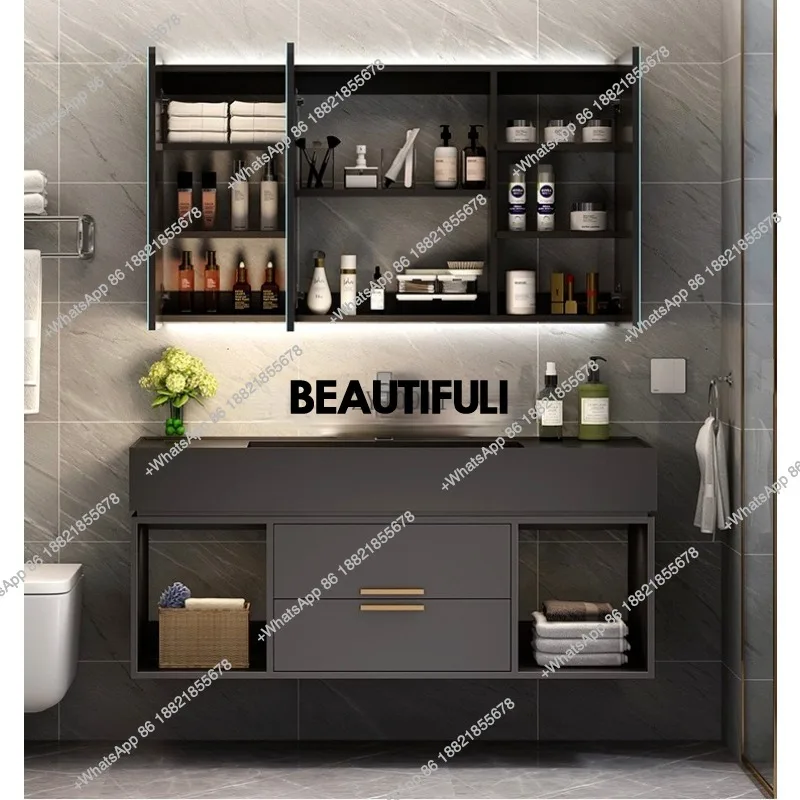 Bathroom Equipment Drawer Storage Luxury Solid Wood and Carrara Marble Top  white Lacquer Bathroom Vanity