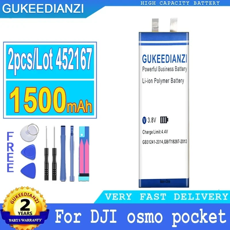 1500mAh GUKEEDIANZI Battery HB3 IAS001NA 452167 For DJI osmo pocket 1 II 2 Pocket2 Pocket1 Action Camera Big Power Bateria