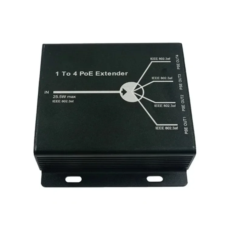 Extend 120m transmission distance with 10/100M LAN, 4 Port IEEE802.3at 25.5W PoE Extender / Repeater for IP camera