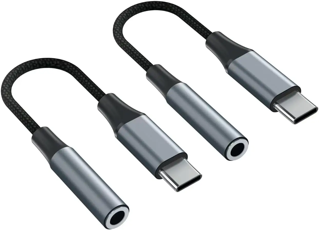 2-Pack USB C to 3.5mm Audio Adapter, Hi-Fi DAC, Compatible with iPhone 15/16/17 & Samsung S20/S21