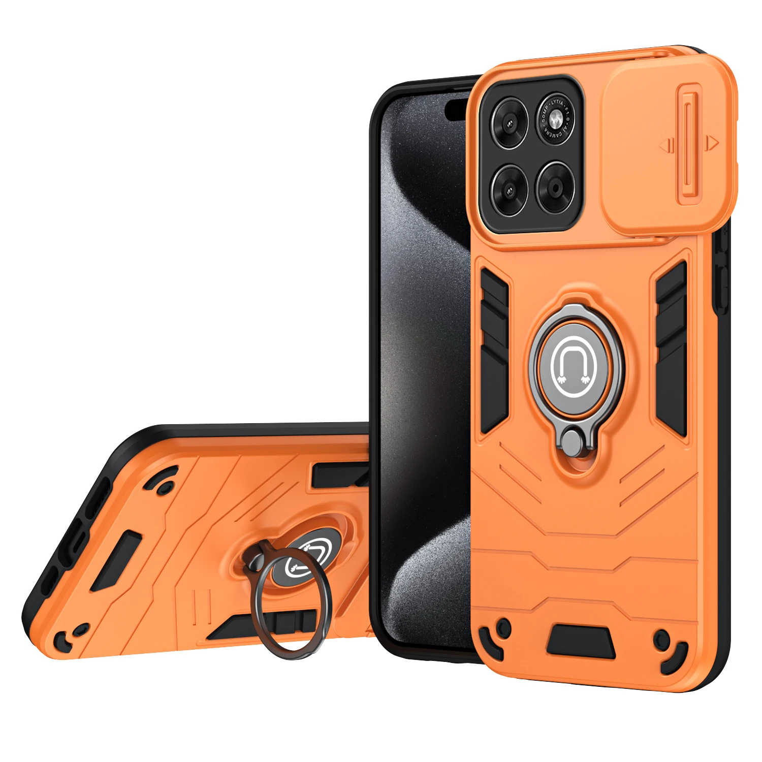 Robuste, stoßfeste Hülle für Motorola Moto G77 G67 G17 G56 G86 Power, Schiebefenster, Metallringhalter, Telefonabdeckung, Fundas