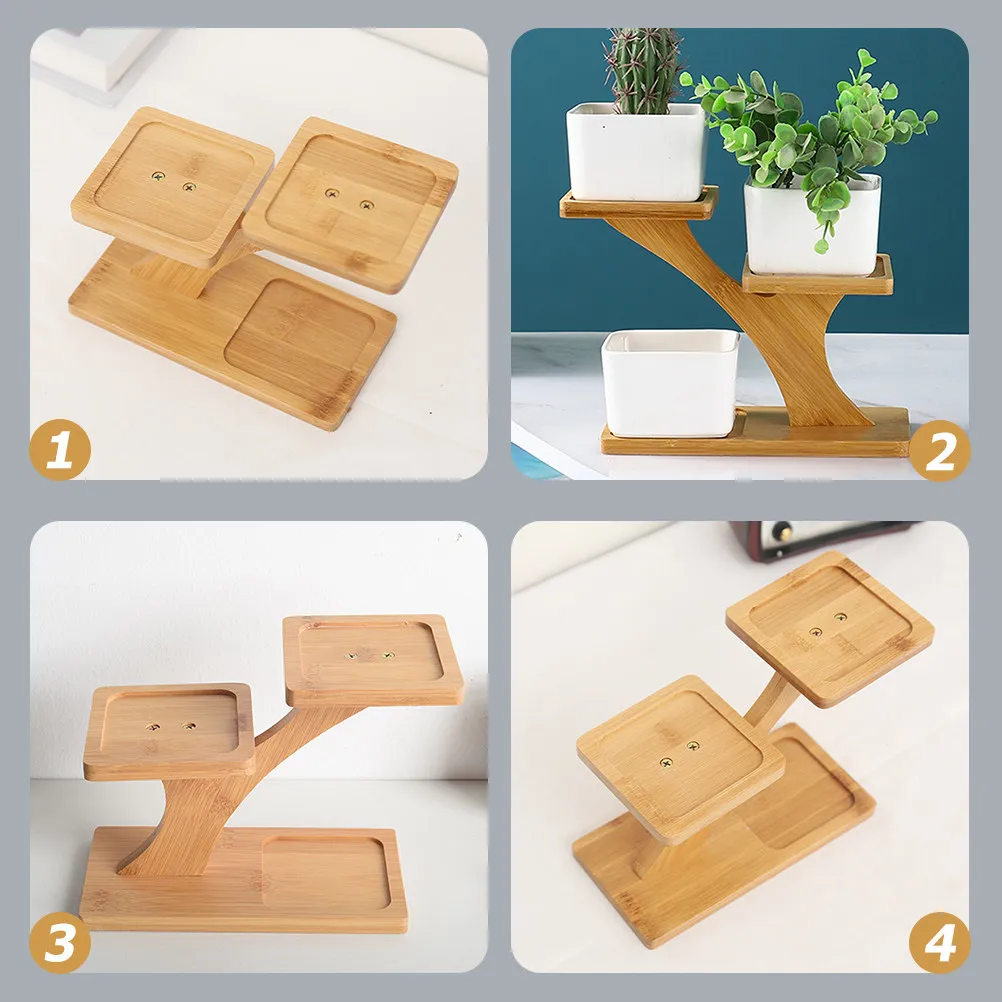 Display Rack Holder Plant Pot Stand For Flower Shop Display Stand Indoor Garden Bamboo Planter Desktop