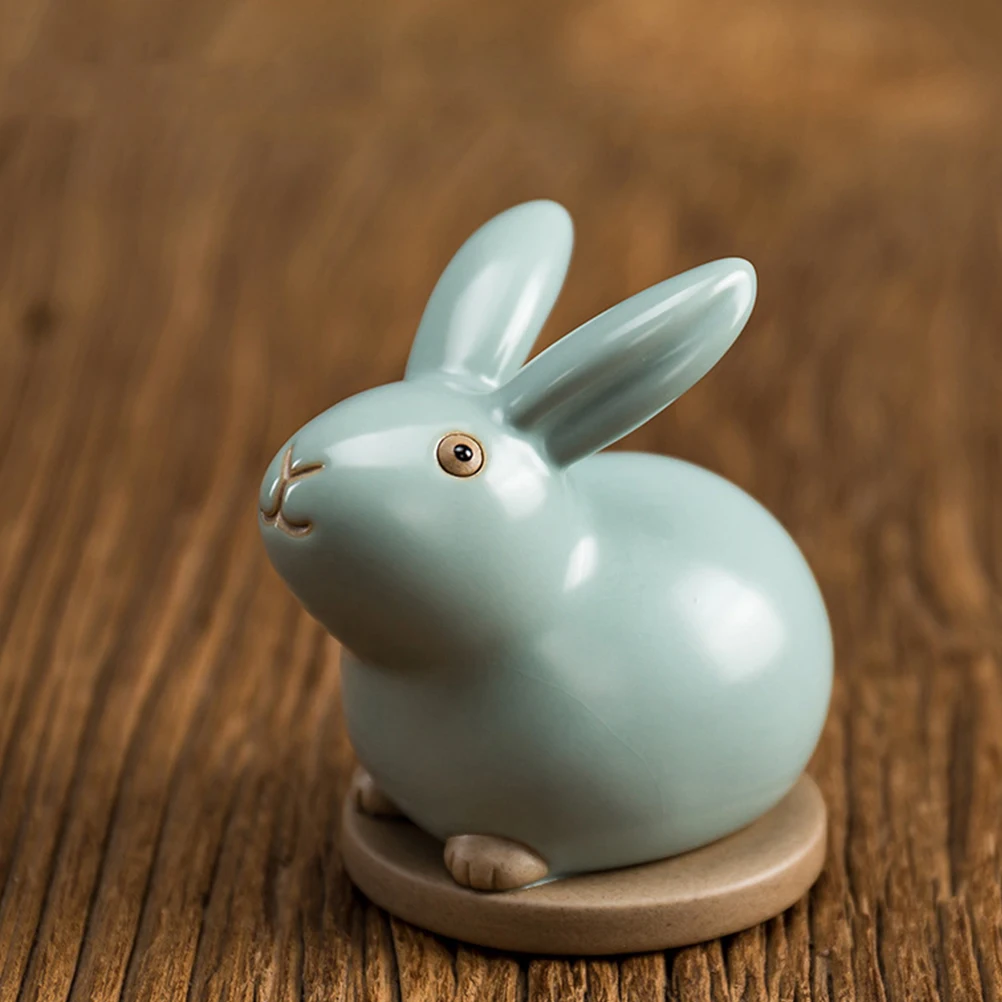 

Cute Bunny Shape Tea Pet Delicate Ceramic Craft Home Decor Desktop Adornment Unique Animal Statue Tea Pet Bunny Statue