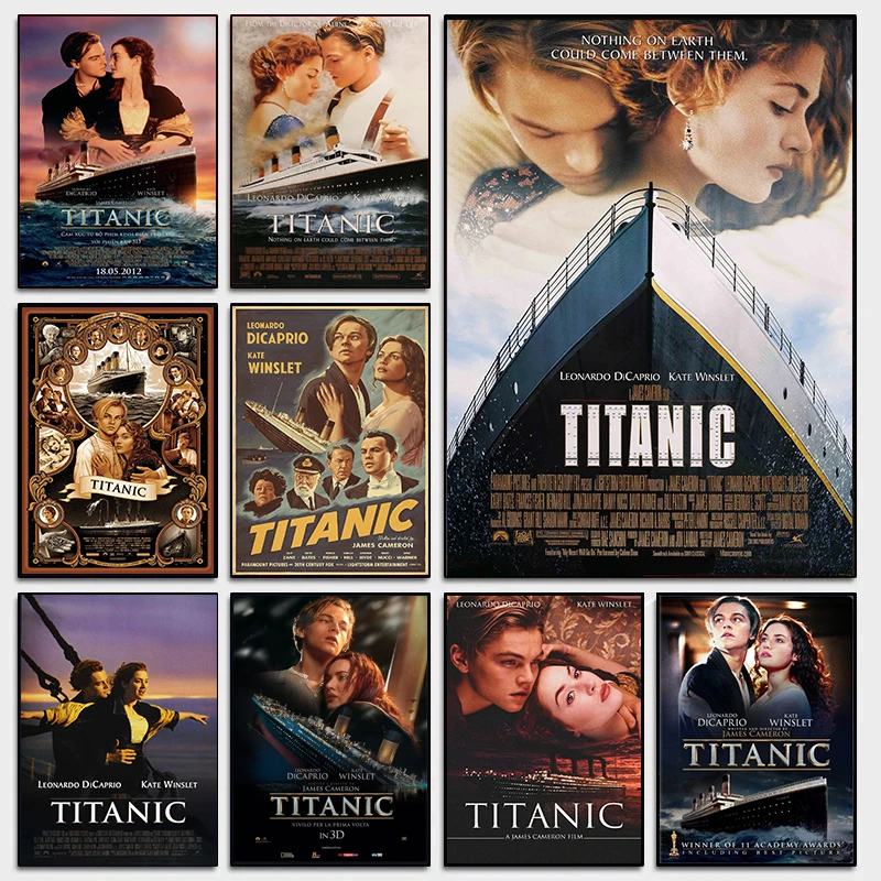 90s Classic Romantic Movie Titanic Retro Film Poster Canvas Painting Aesthetic Leonardo Wall Art Pictures Home Room Decor Gift