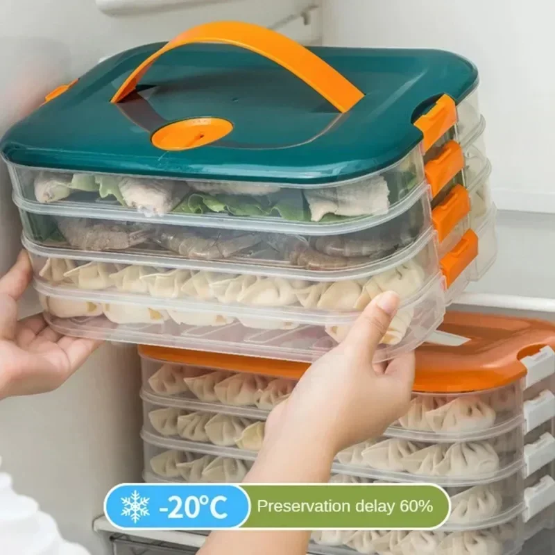 Multilayer Dumpling Box Stackable Frozen Wonton Dumpling Storage Boxes Refrigerator Fresh-Keeping Boxes Large Capacity Organizer