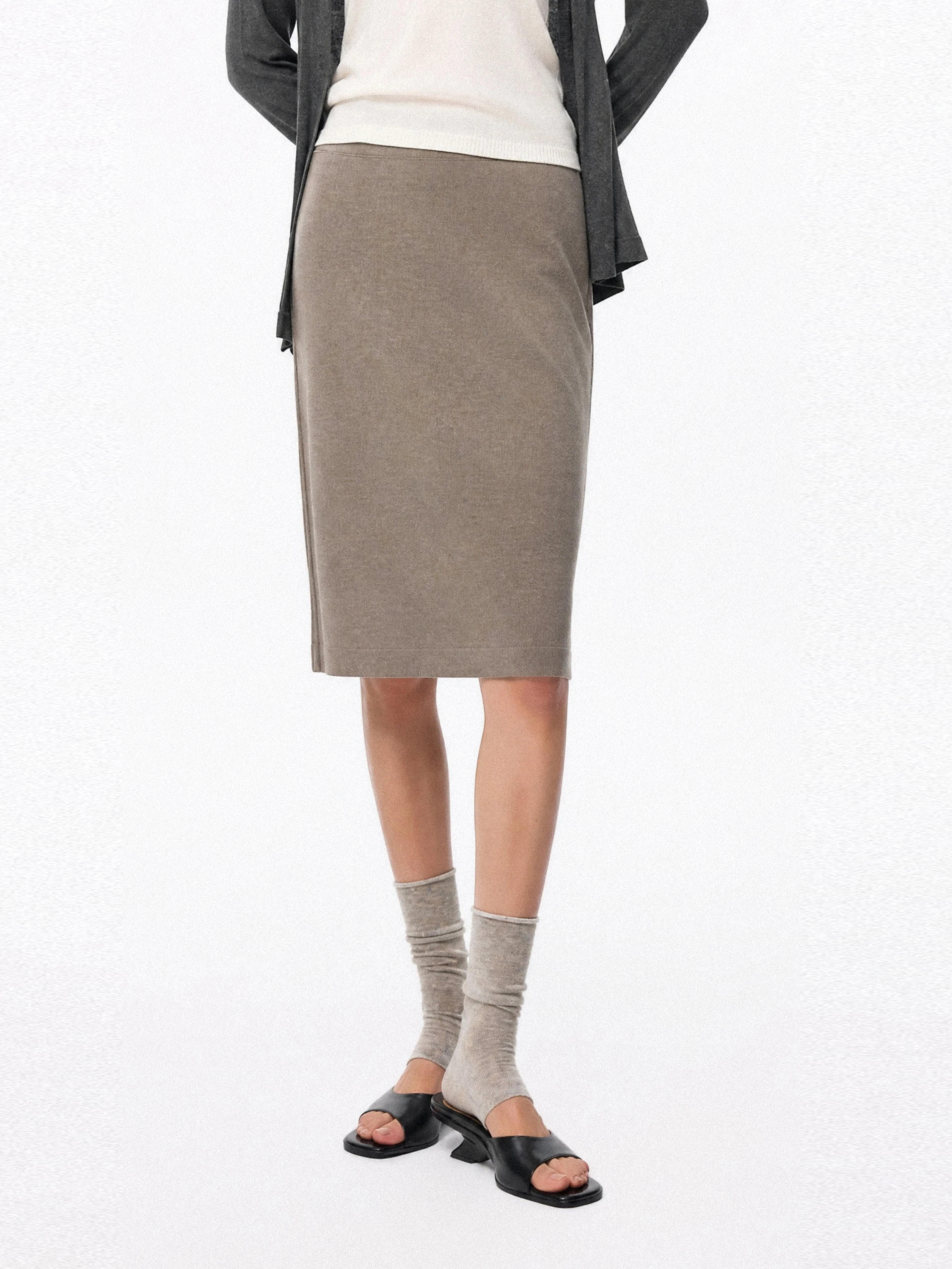 Low Waist American Wool Straight Cut Skirt Women's Early Autumn New Style Versatile Loose Fit Bodycon Skirt by GOGO BURN