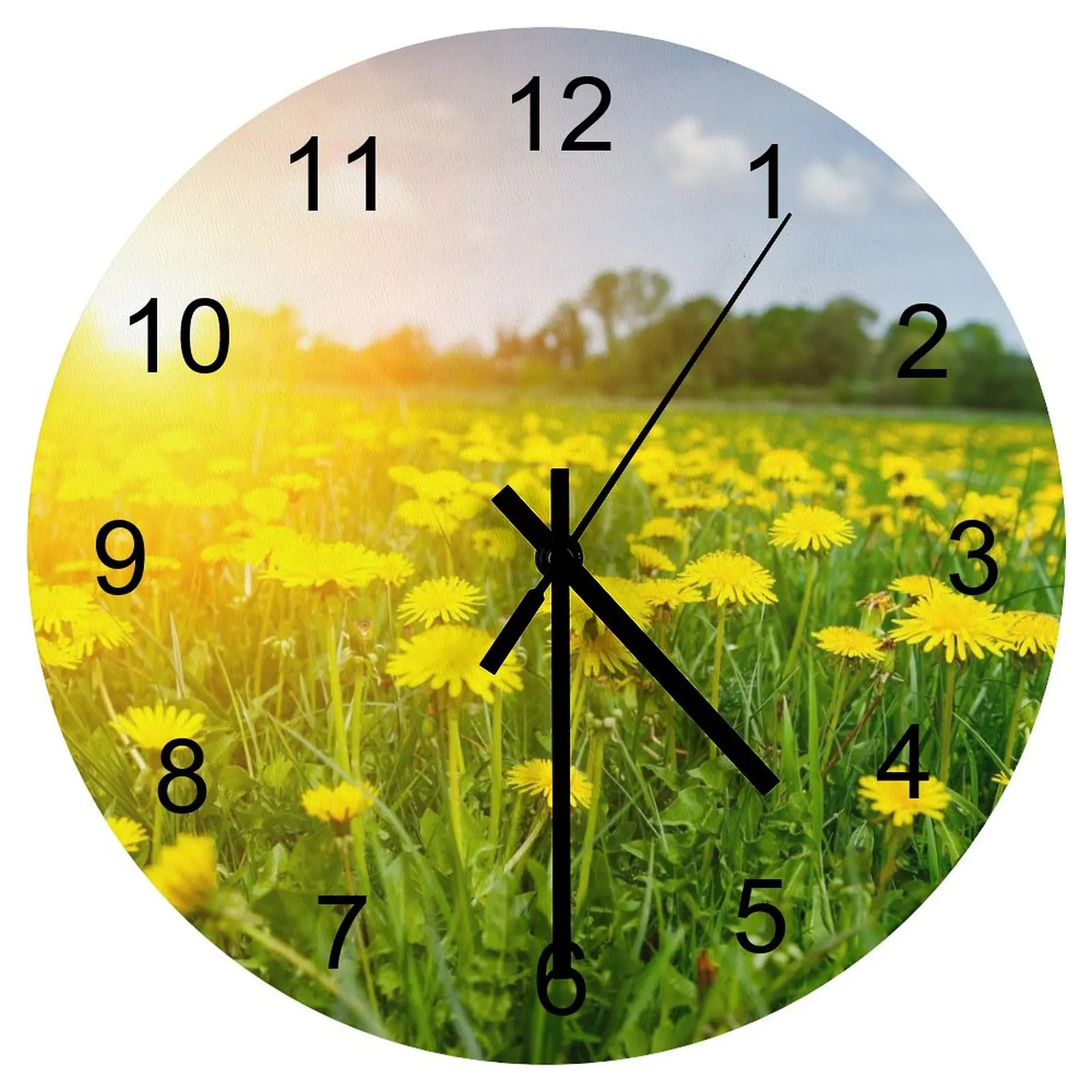 

Hallway Wall Clock Homogeneous Flowers Nature Clocks 12 inch Silent Wooden Round 3D Display Durable Sporty