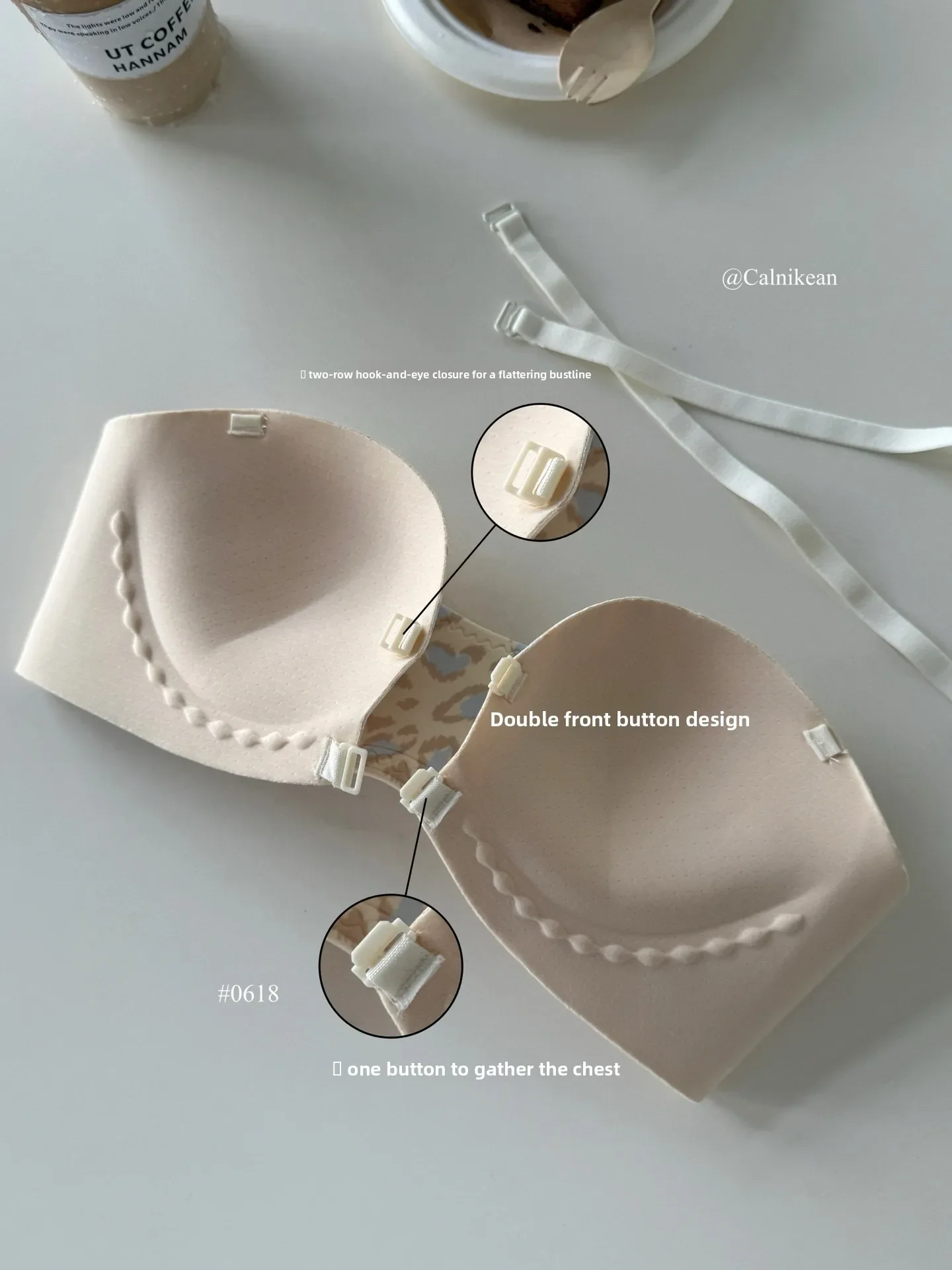 Modischer, seitlich gekreuzter, trägerloser Bandeau-BH mit Schnallendesign, bequemer, stützender Push-up-BH für Damen – Detail 12
