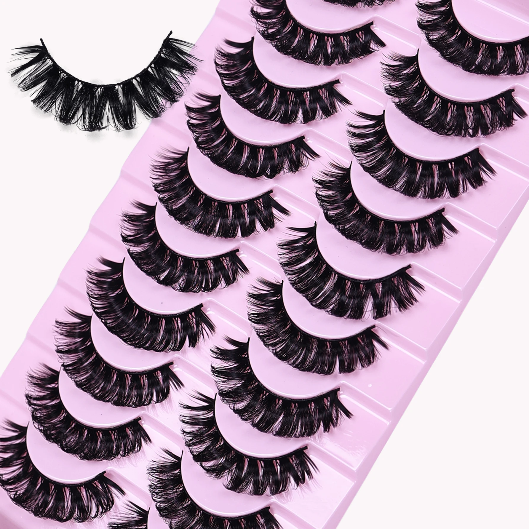 10 Pairs Russian Strip Lashes DD Curl Lashes 3D Eyelashes Reusable Fluffy False Lashes Russian Extensions