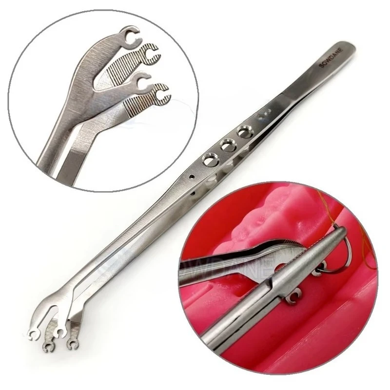 W Lab Suture Corn Tweezer Tip with Double Hole Stitching Tweezer Implant Lab Dressing Tweezers