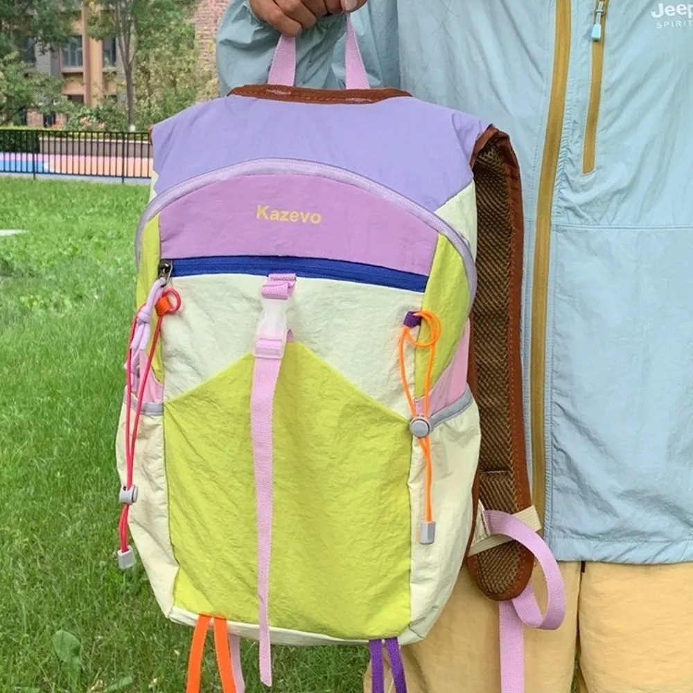 Nylon Travel Backpack Multicolored Large Capacity Outdoor Rucksack Fixed Webbing Scratch Prevention Mountaineering Bag Outdoor