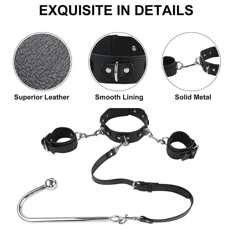 BDSM Sex Bondage Kit Restraints Bondage Restraints Metal Anal Hook Harness Necklace Bondage Handcuffs Adult Sex Toys Bondage Set