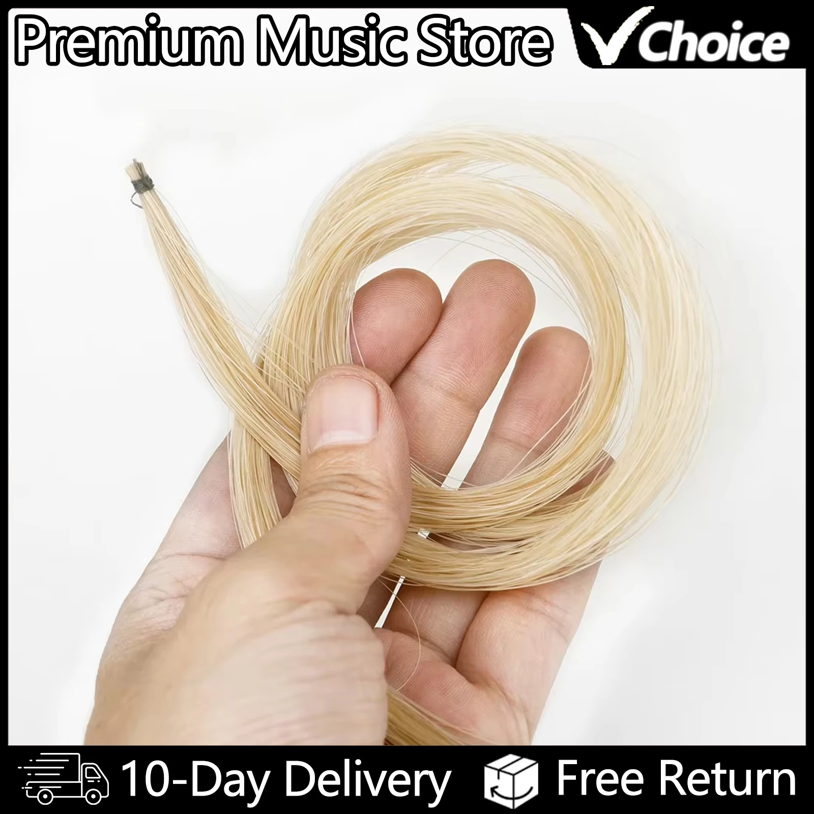 Violin Bow Hair Horsehair White Natural Horsehair Bow Hair Horse Tail for 4/4 3/4 1/2 1/8 1/4 Violin Replace Accessories