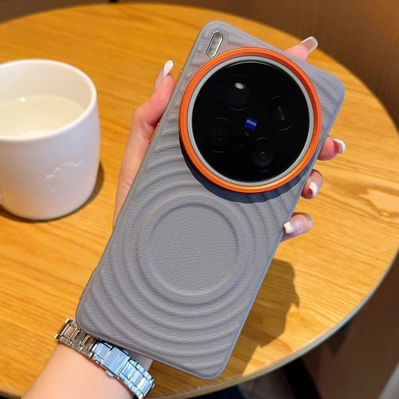 Para vivo x200s, x200 pro, x200 ultra, x200 pro mini caso elvv magnético luxo ondulação padrão couro do plutônio dropproof proteção capa