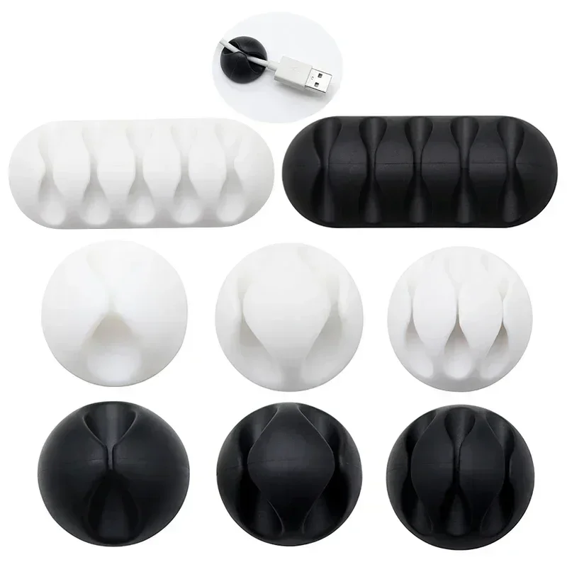 

5/10/50pcs Silicone USB Cable Organizer Cable Winder Desktop Tidy Management Clips Cable Holder Mouse Headphone Wire Organizer