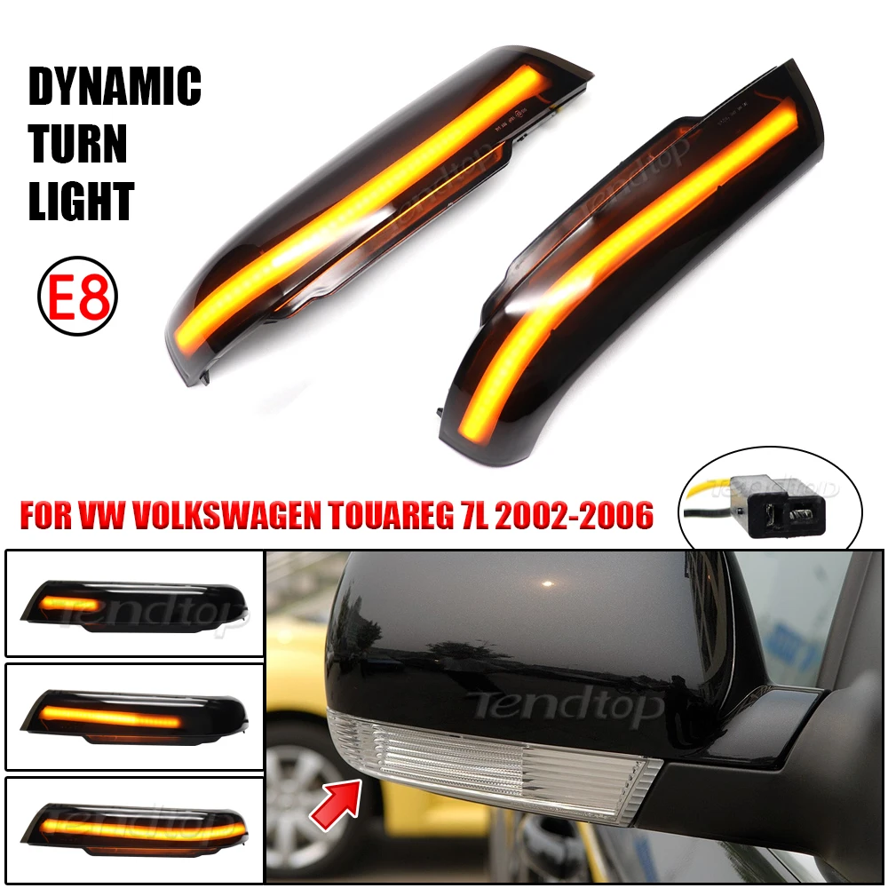 2Pcs LED Dynamic Indicator Turn Signal Light Blinker Mirror Lamp For VW Touareg I MK1 7L Facelift 2007 2008 2009 2010 2011