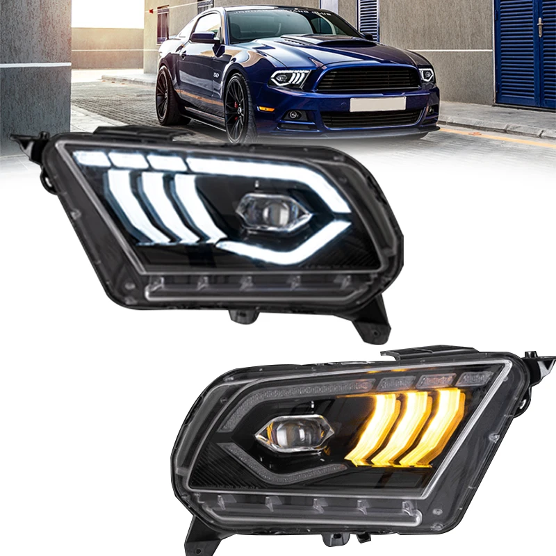 

2pc Car Full Led Headlights For Ford Mustang 2010 2011 2012 2013 2014 Projector Hi Low Headlamp With DRL Turn Signal Lights