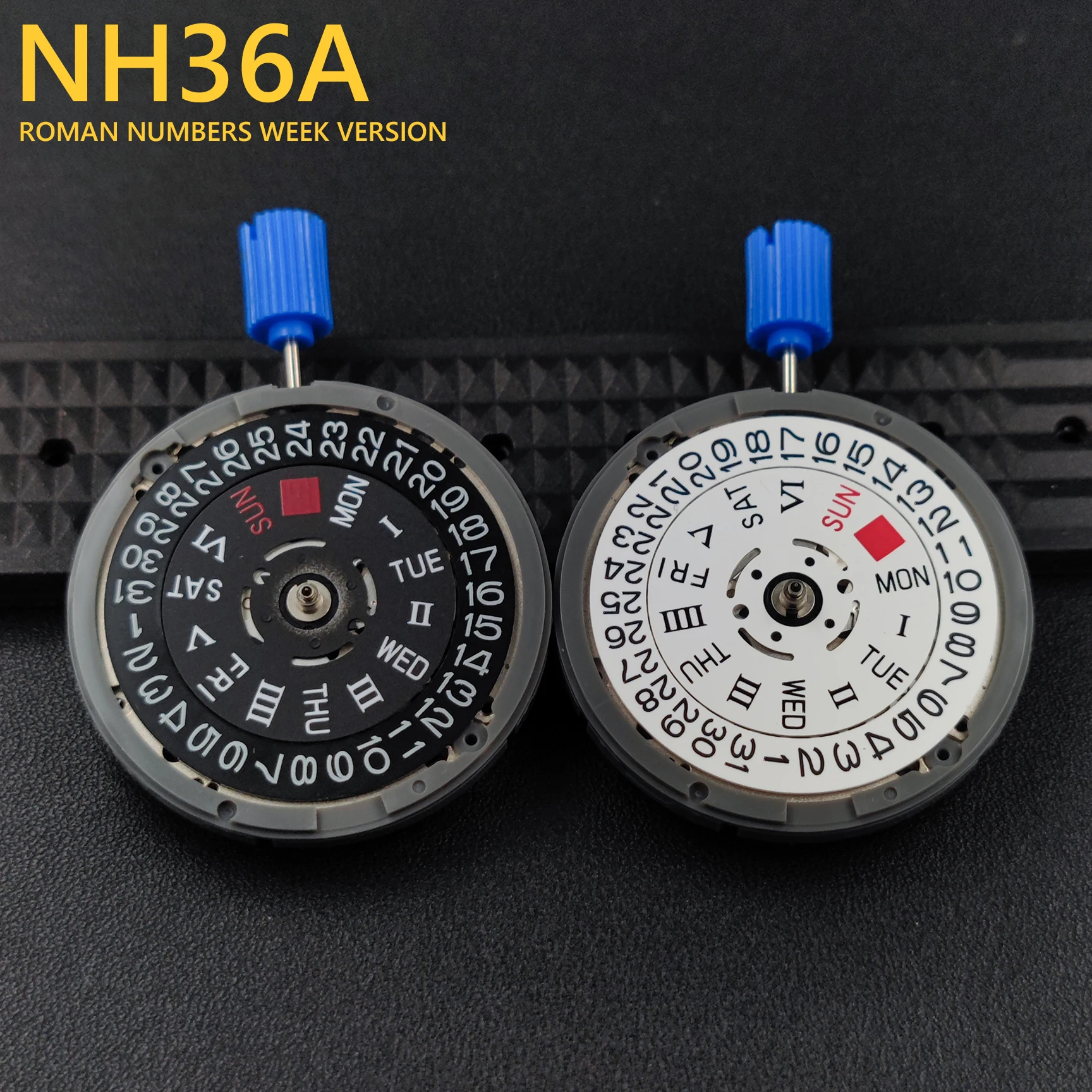 

Japan Genuine NH36 NH36A Mechanical Movement Roman-English Day-Date Disc Crown at 3.0/3.8 Version Mod NH36 4R36 White/Black Date