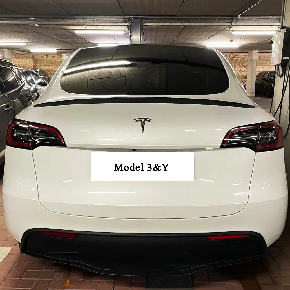 For Tesla Rear Trunk Lip Spoiler Wing P Style Accessories Model 3 Y 2017-2023 Tail Wing Gloss Black Car Styling Tuning Body Kits