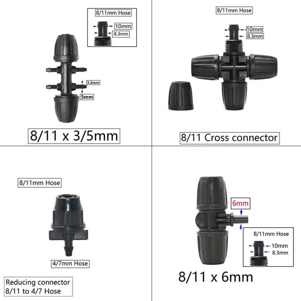 3/8 ogrodowe x 1/4 cale złącze króciec do węża reduktor nakrętka zabezpieczająca rozdzielacz wody Tee łokieć wtyk końcowy System nawadniania