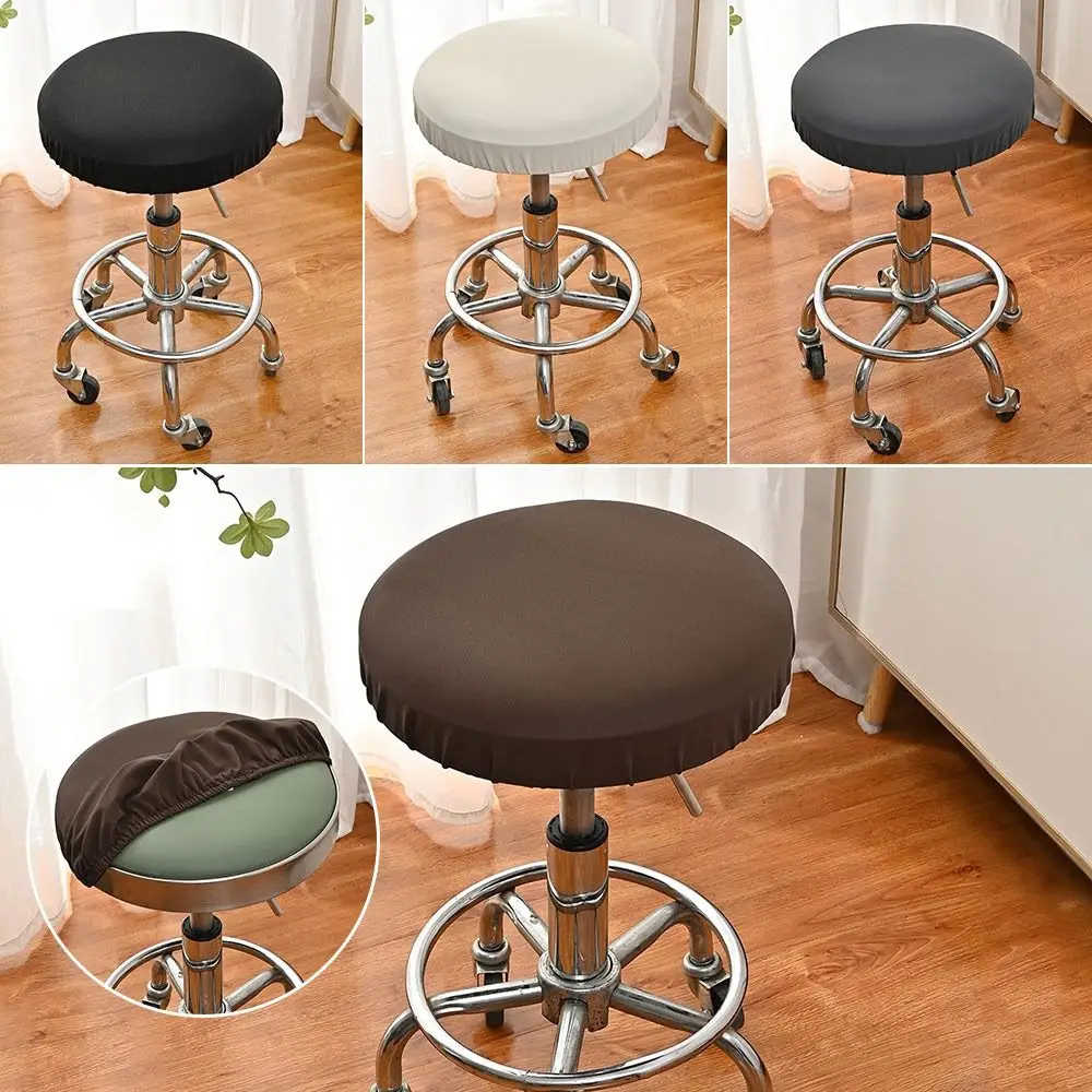 

Washable Chair Seat Cover with Elastic Bands Removable Round Stool Covers Slipcover Seat Chair Slipcover for Bar Swivel Chair