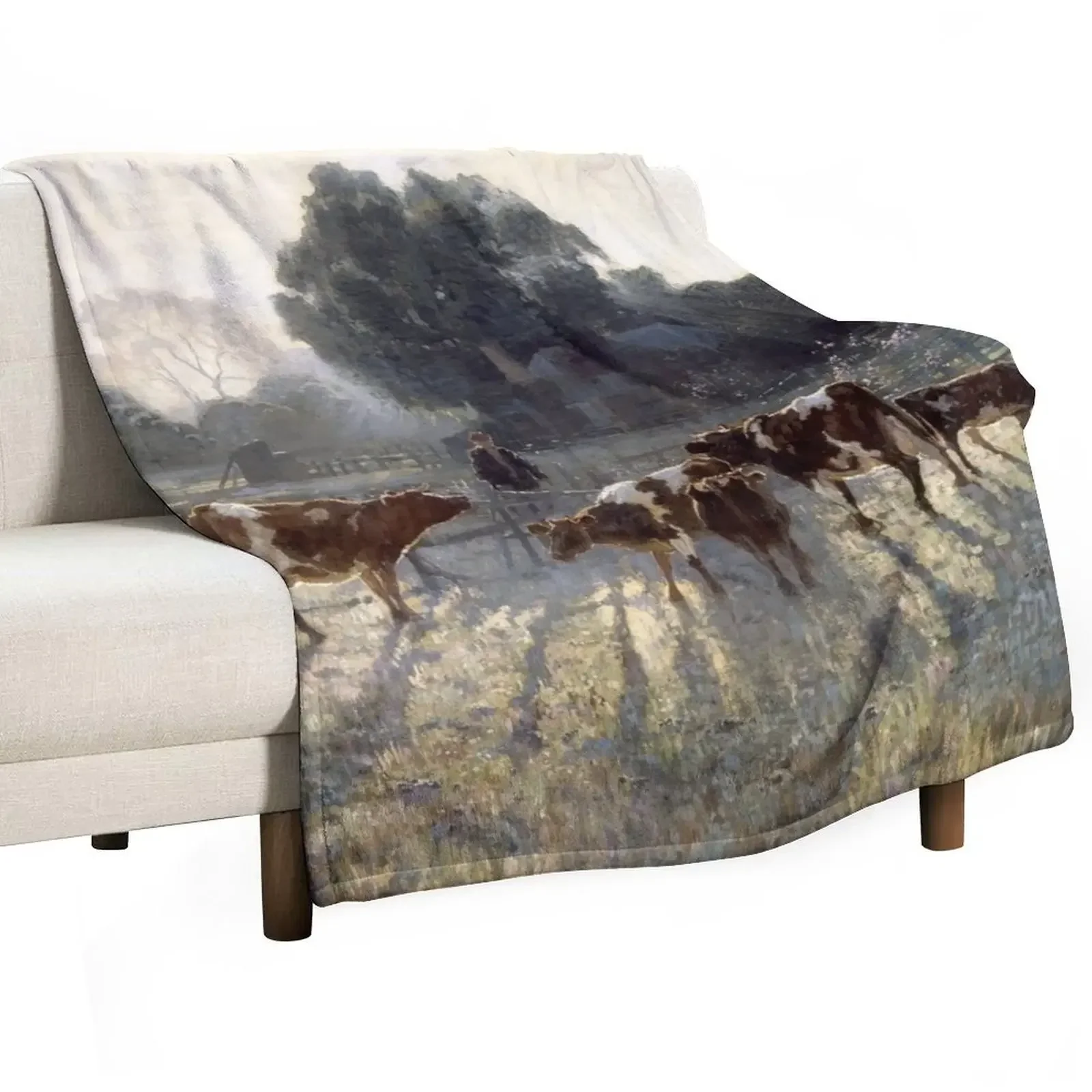 Manta decorativa con diseño de Painting Spring Frost de Elioth Gruner, manta versátil y acogedora para todas las ocasiones