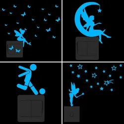 Glow in the Dark Wall Stickers for Kids Room Children Bedroom Shop Restaurant Switch Panel Decoration Cartoon Luminous Sticker