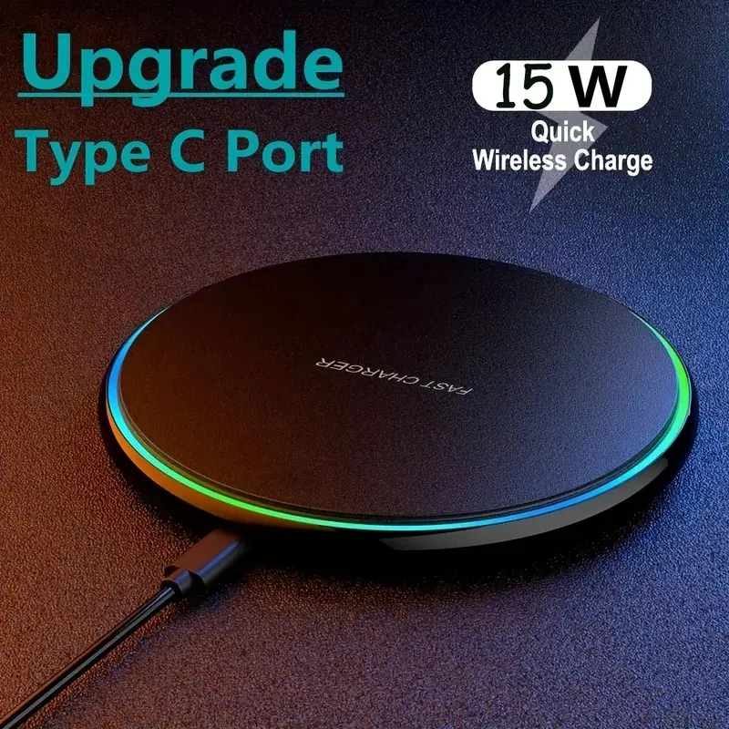 15W Wireless Charger Pad for iPhone 15 14 13 12 Pro Max X Samsung Xiaomi Phone  Chargers Induction Fast Charging Dock Station