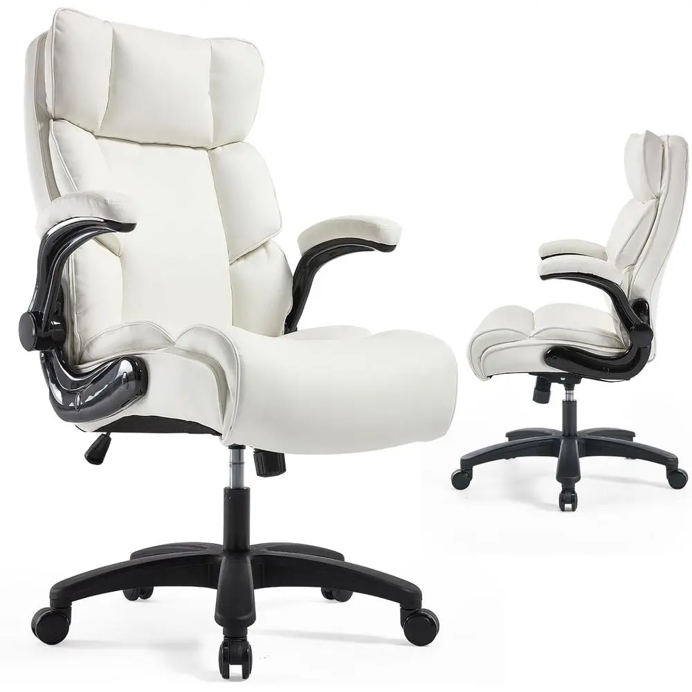 

High-Back Leather Office Chair with Adjustable Arms, 500 lbs Capacity, for Executives and Gamers
