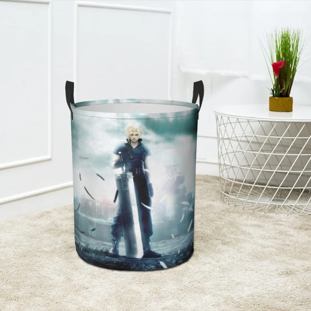 Final Fantasy VII Game Dirty Laundry Basket Clothes Organizer Foldable Storage Bucket Bathroom Waterproof Clothing Storage