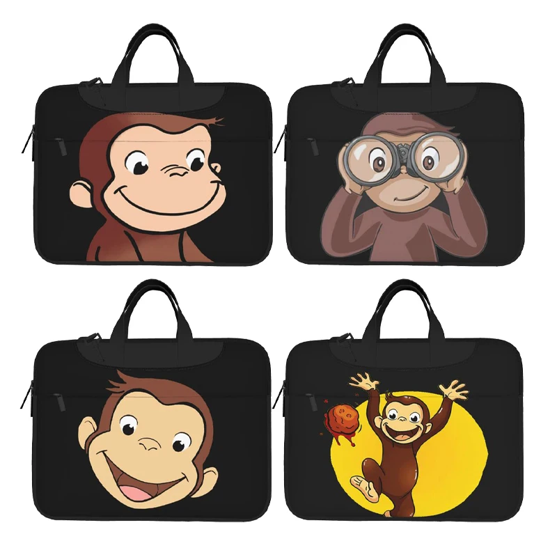 

Curious George Laptop Bag Case Protective Vintage Computer Bag Bicycle Crossbody Laptop Pouch