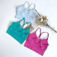 Solid Color Sexy Women Tops Back Cross Strap Tank Top Push Up Running Sports Bra Breathable Fitness Solid Color Yoga Bra👚👍️