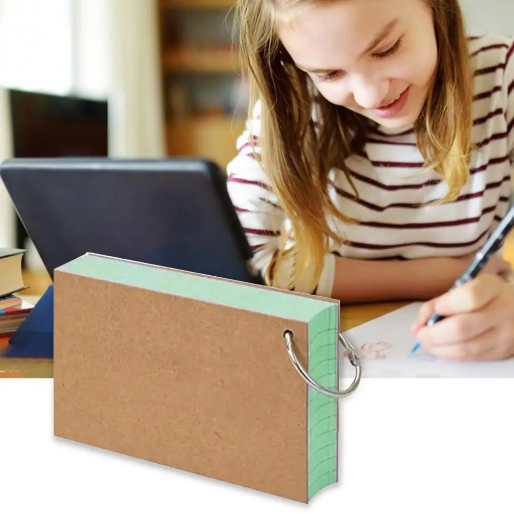 1 Set Colored Index Cards Flash Cards With Metal Ring Smooth Writing Paper No Ink Bleeding Notecards Ruled Study Cards 스티커