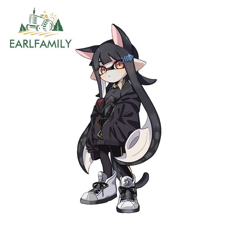 EARLFAMILY 13cm x 5.9cm Kawaii Cat Ears Octopus Girl Car Stickers Cute Anime DIY Vinyl Auto Body Decals Personality Helmet Decor