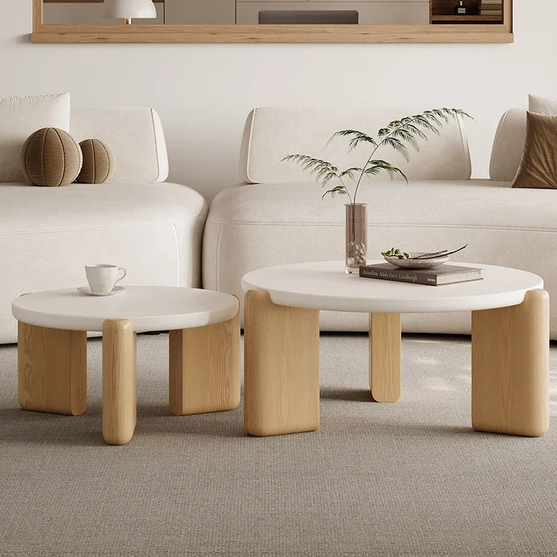 Round Transform Coffee Table Nordic Wood Living Room Modern Coffee Table Simple Antique Mesa Auxiliar Entrance Hall Furniture