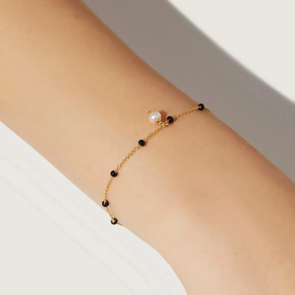 Pulsera de plata de ley S925, brazalete de chalcone de perlas, todo con temperamento